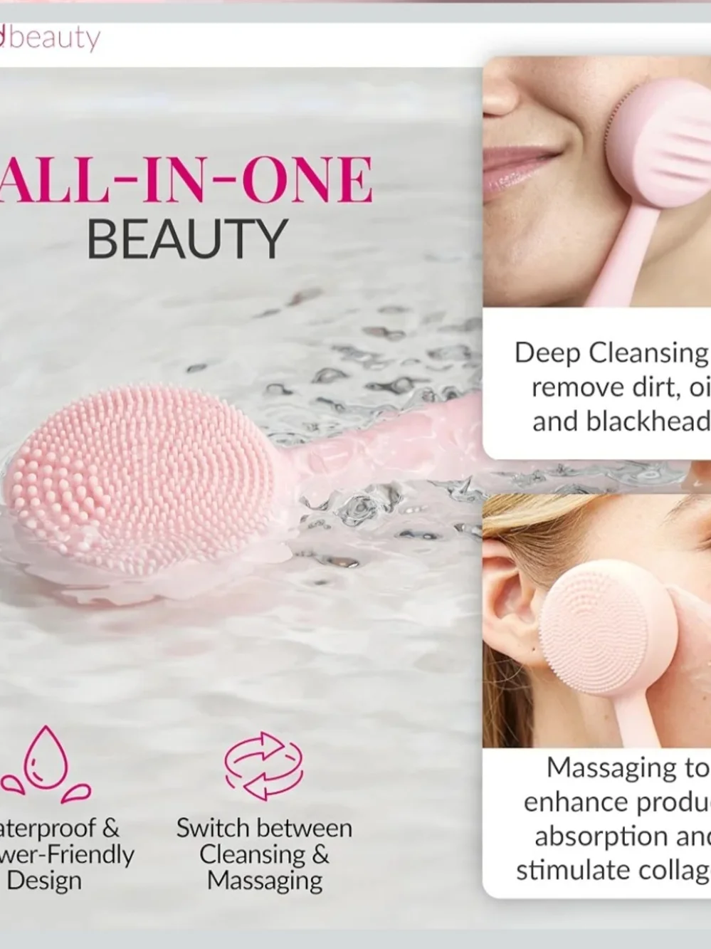 pmd Clean Silicone Facial Cleansing Brush - Pink